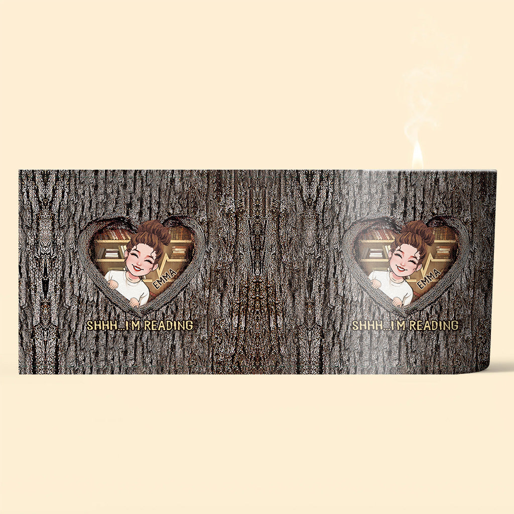 Pst… Ich lese gerade – Personalisierte Buchkerze mit Holzdeckel