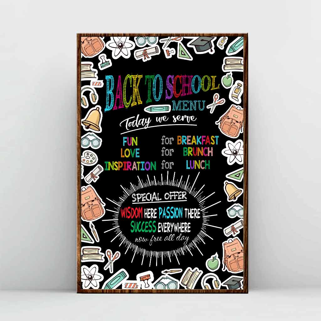 Back To School Menu - Teacher Personalized Poster