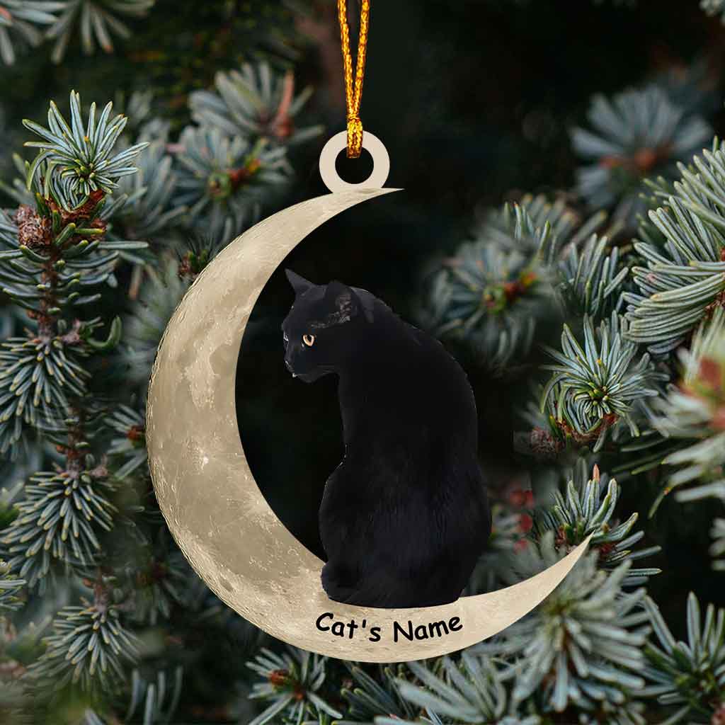 Schwarzer Katzenmond – Personalisierter Ornament (beidseitig bedruckt)