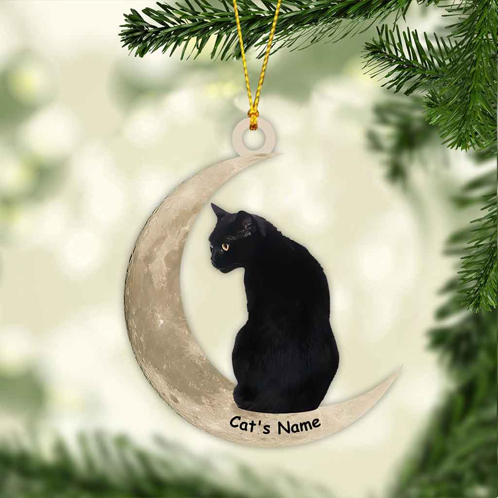 Schwarzer Katzenmond – Personalisierter Ornament (beidseitig bedruckt)