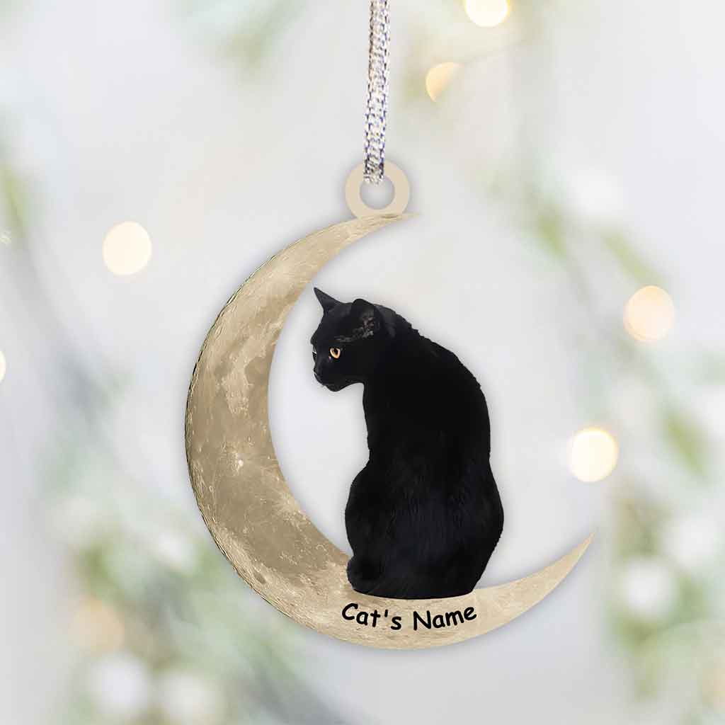 Schwarzer Katzenmond – Personalisierter Ornament (beidseitig bedruckt)