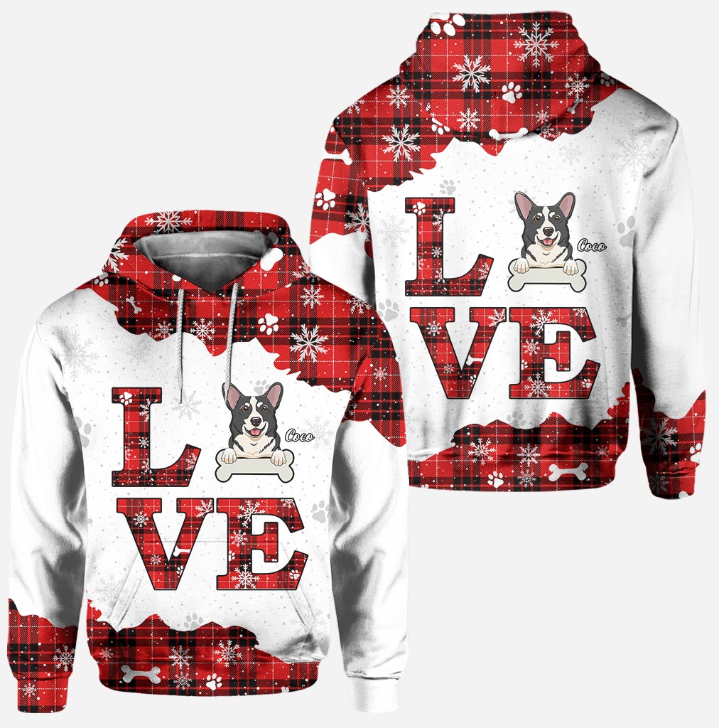 Liebe Hunde – Personalisierter Weihnachts-Hoodie und Leggings für Hundeliebhaber
