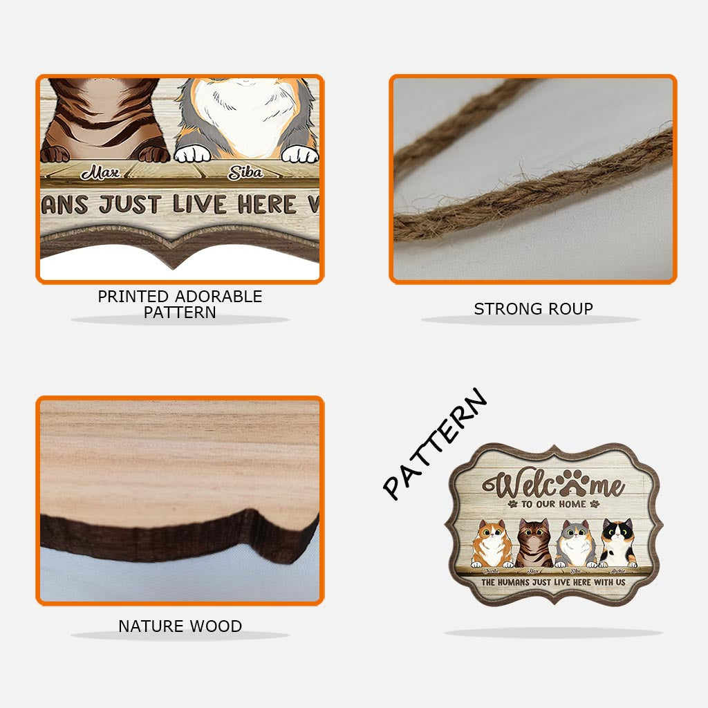 Willkommen in unserem Zuhause – personalisiertes Katzen-Holzschild