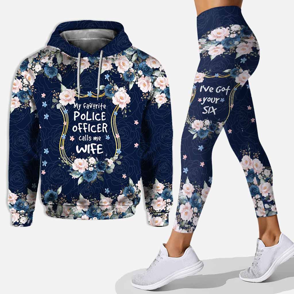 Meine Lieblings-Blauen Rosen – Personalisierter Polizei-Hoodie und Leggings