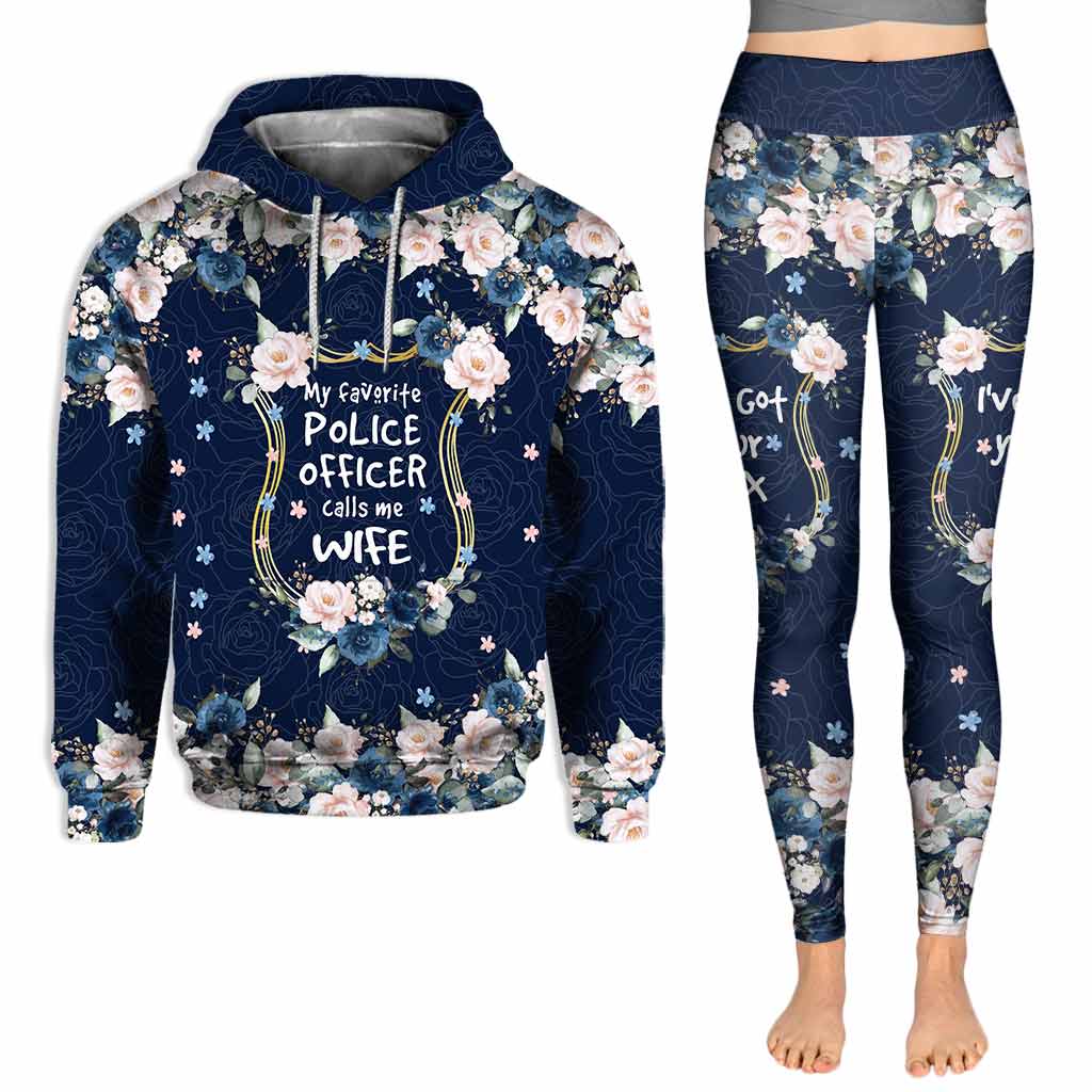Meine Lieblings-Blauen Rosen – Personalisierter Polizei-Hoodie und Leggings