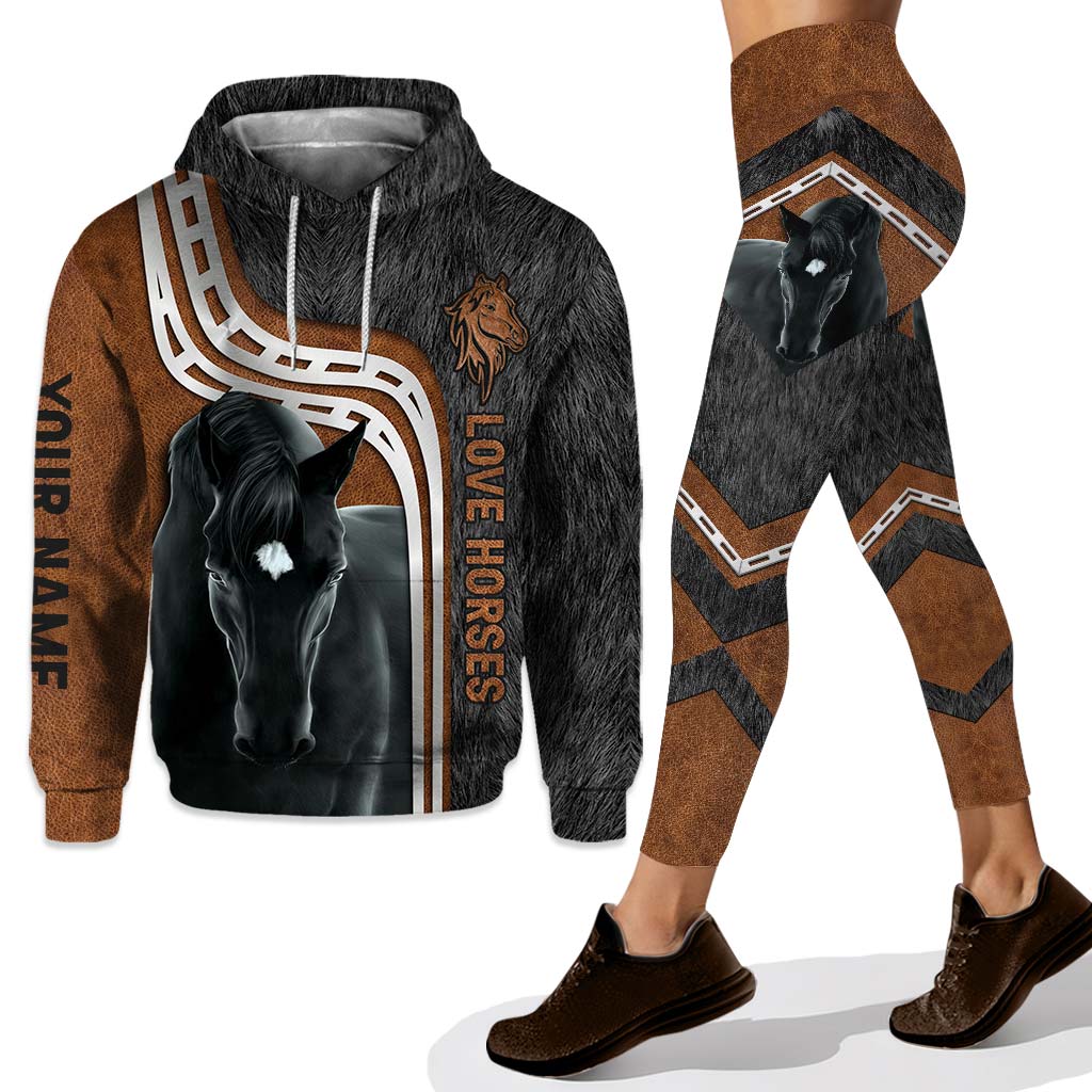 Pferdeliebhaber aufgepasst! – Personalisierter Hoodie und Leggings mit 3D-Musterdruck