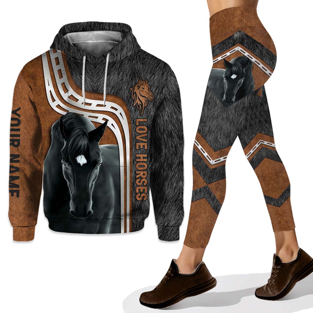 Pferdeliebhaber aufgepasst! – Personalisierter Hoodie und Leggings mit 3D-Musterdruck