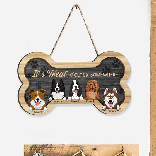 Irgendwo ist Leckerli-Zeit – personalisiertes Hunde-Holzschild
