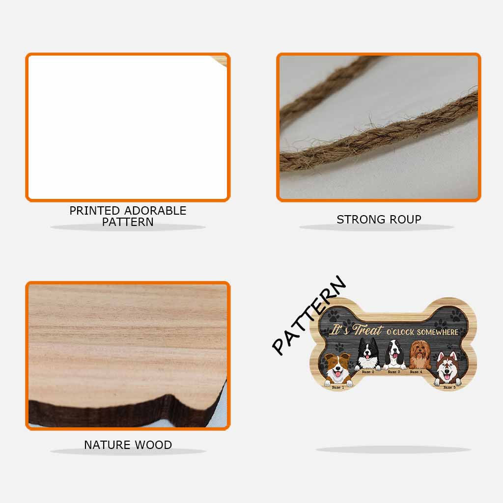 It's Treat O'clock Somewhere - Personalized Dog Wood Sign