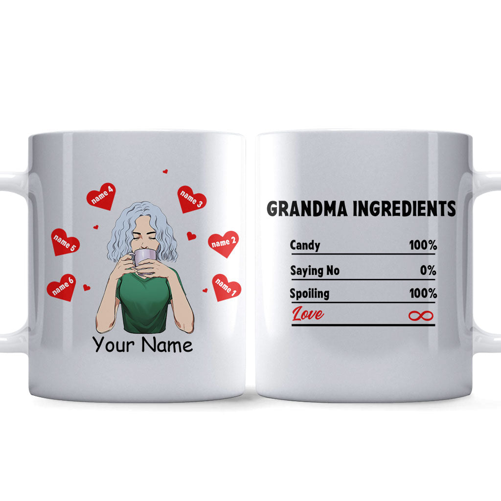 Grandma Ingredients - Personalized Grandma Mug