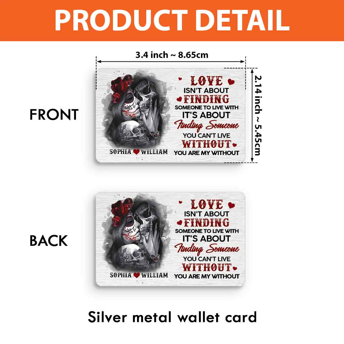 Du bist mein Ohne - Personalisierte Totenkopf-Geldbörsenkarte für Paare