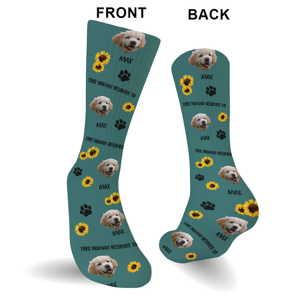 Dieser Mensch gehört zu – Hundegeschenk für Katzenliebhaber – Personalisierte Socken