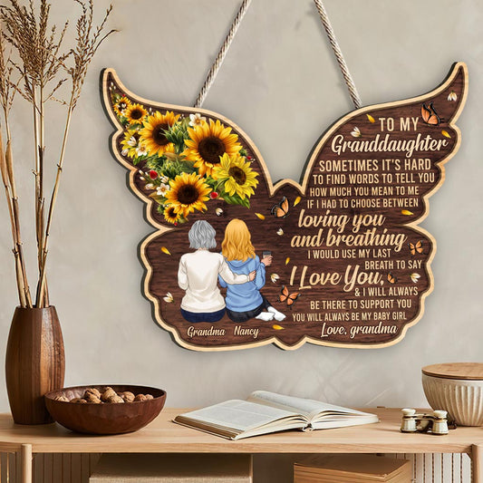 To My Granddaughter - Personalized Mother's Day Grandma Wood Sign