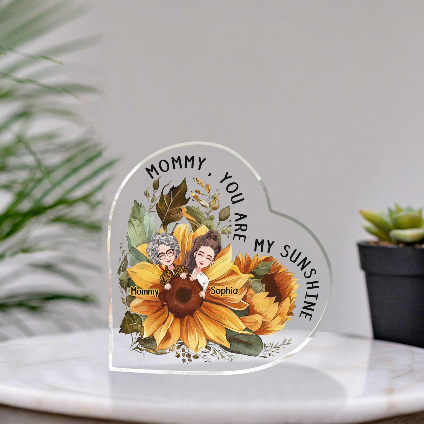 Mama, du bist mein Sonnenschein – personalisierte Acrylplakette in individueller Form für die Mutter