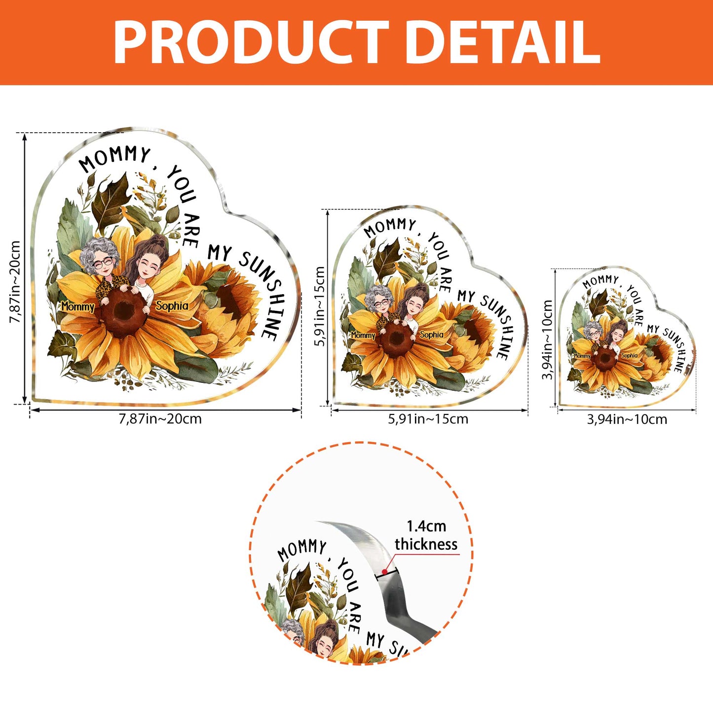 Mama, du bist mein Sonnenschein – personalisierte Acrylplakette in individueller Form für die Mutter