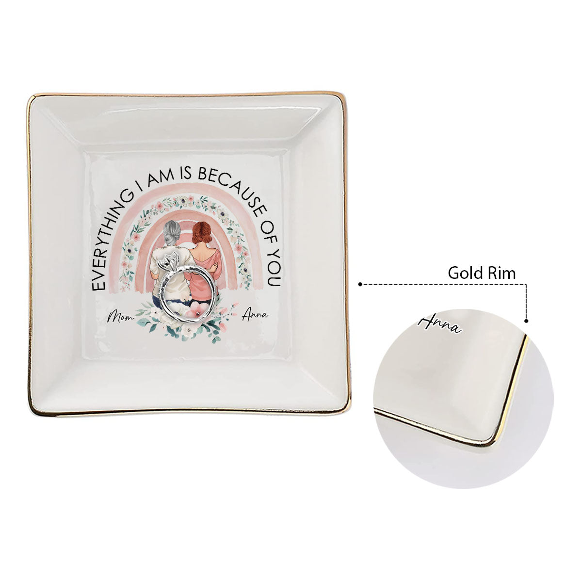 „Ich liebe dich, Mama“ – Geschenk für Mama, Oma, Tante, Schwester – Personalisierte Schmuckschale