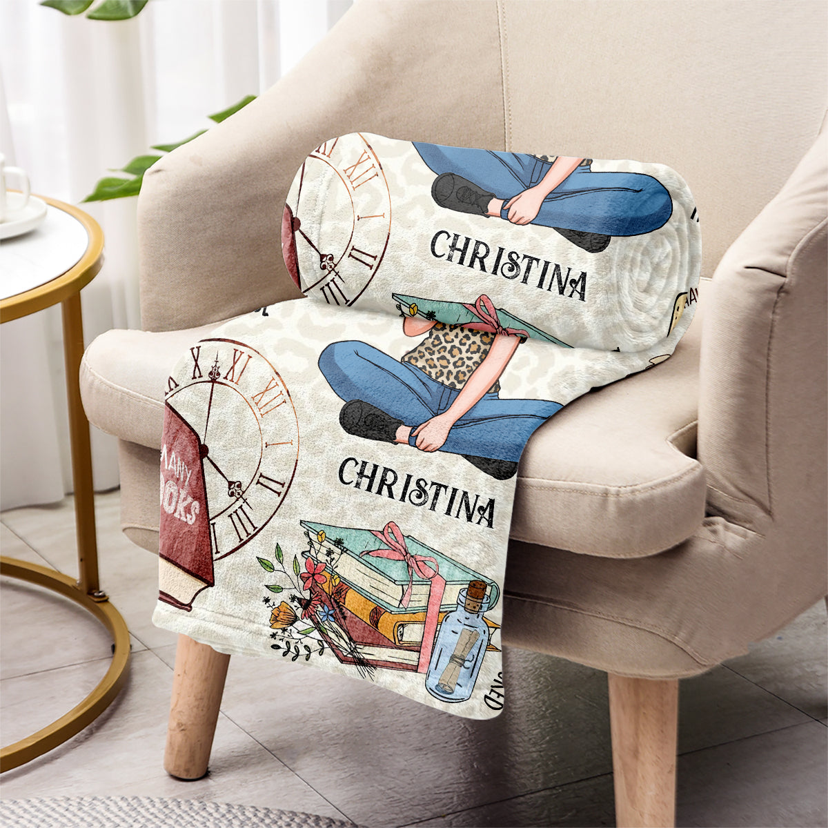 Einfach ein Mädchen, das Bücher liebt – personalisierte Bücherdecke