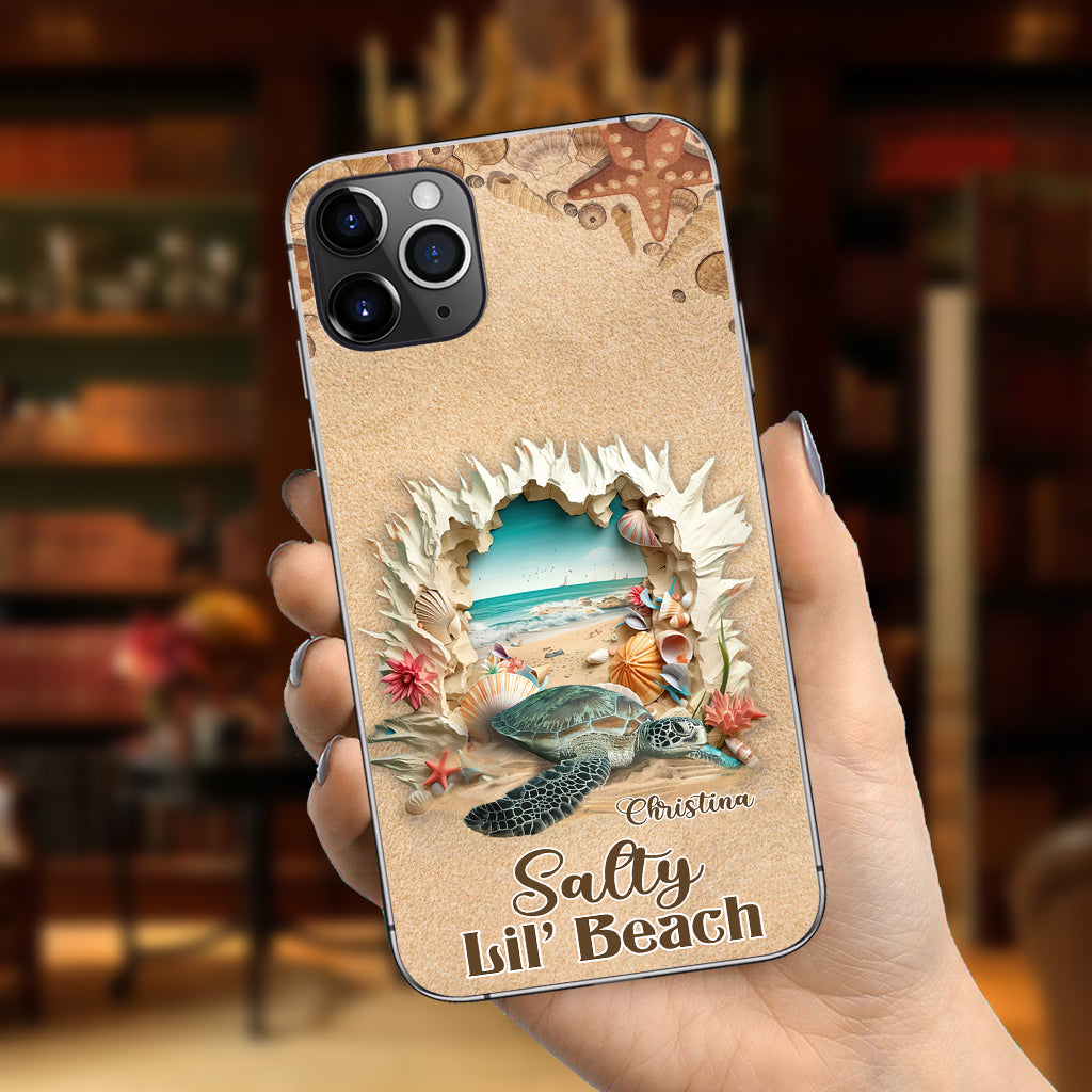 Salty Lil' Beach 3D Effect Pattern - Personalized Turtle Phone Case