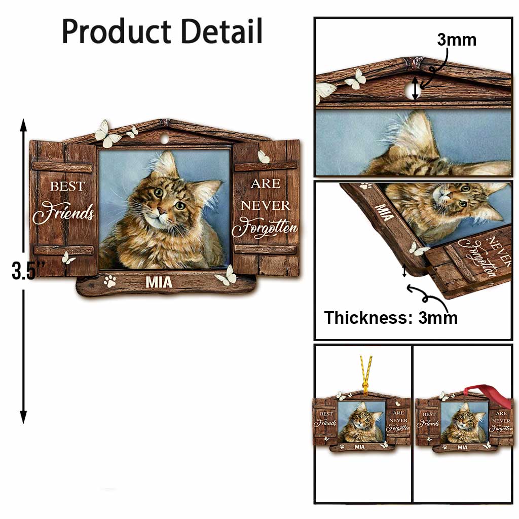 Nicht mehr an unserer Seite – Personalisierter Weihnachtsschmuck mit Katze (beidseitig bedruckt)