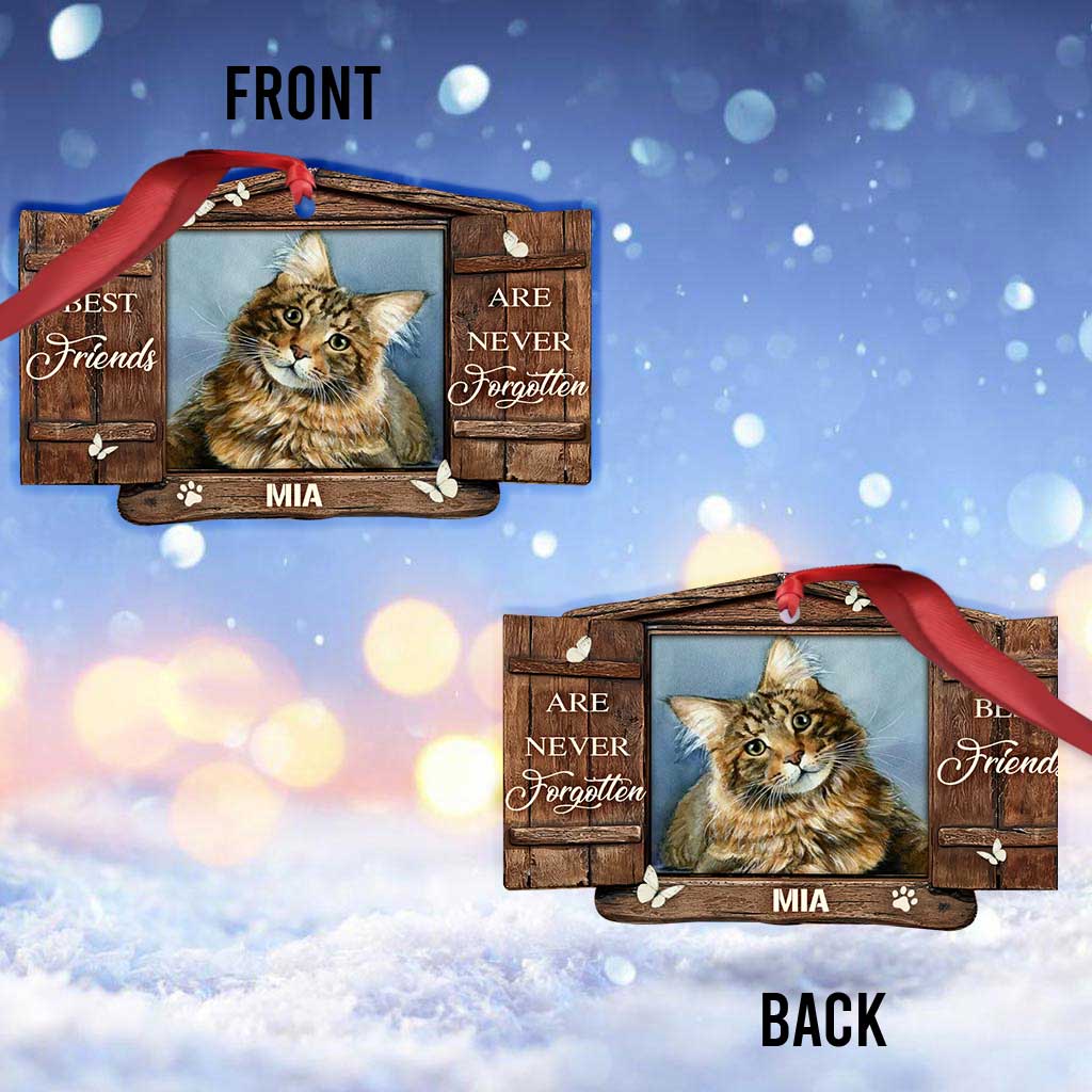 Nicht mehr an unserer Seite – Personalisierter Weihnachtsschmuck mit Katze (beidseitig bedruckt)