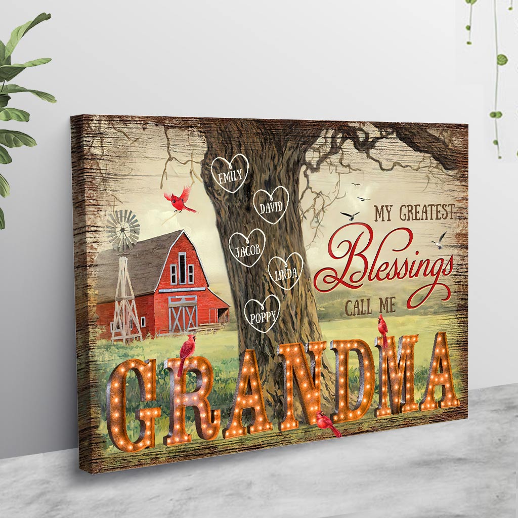 Grandma's Blessings - Personalized Canvas And Poster