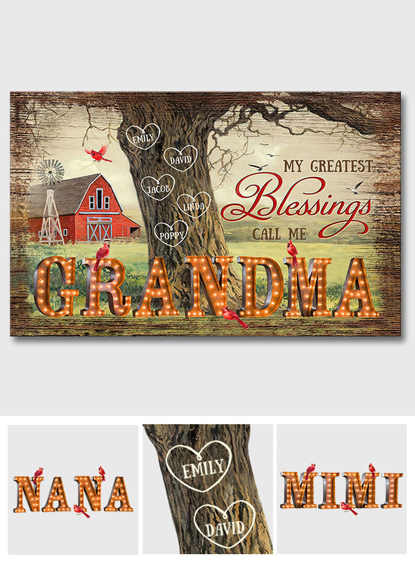 Grandma's Blessings - Personalized Canvas And Poster