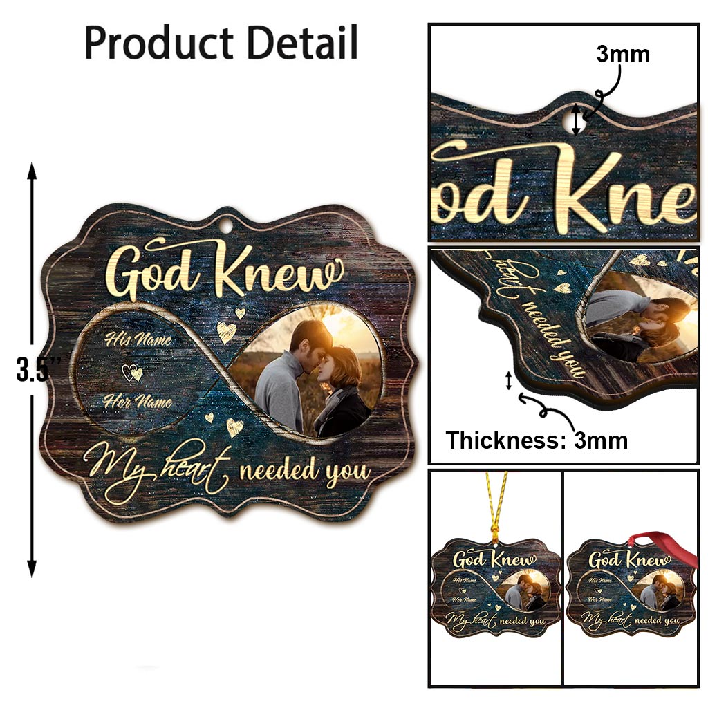 Gott wusste, dass mein Herz dich brauchte – Personalisierter Weihnachtsschmuck für Paare (beidseitig bedruckt)