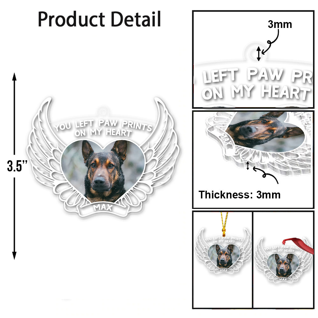 Du hast Pfotenabdrücke in meinem Herzen hinterlassen – Personalisierter transparenter Weihnachtsschmuck mit Hund