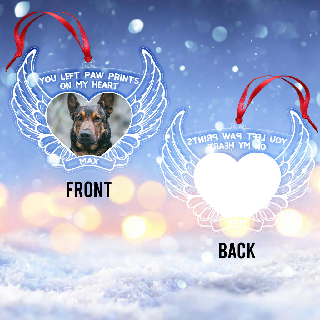 Du hast Pfotenabdrücke in meinem Herzen hinterlassen – Personalisierter transparenter Weihnachtsschmuck mit Hund