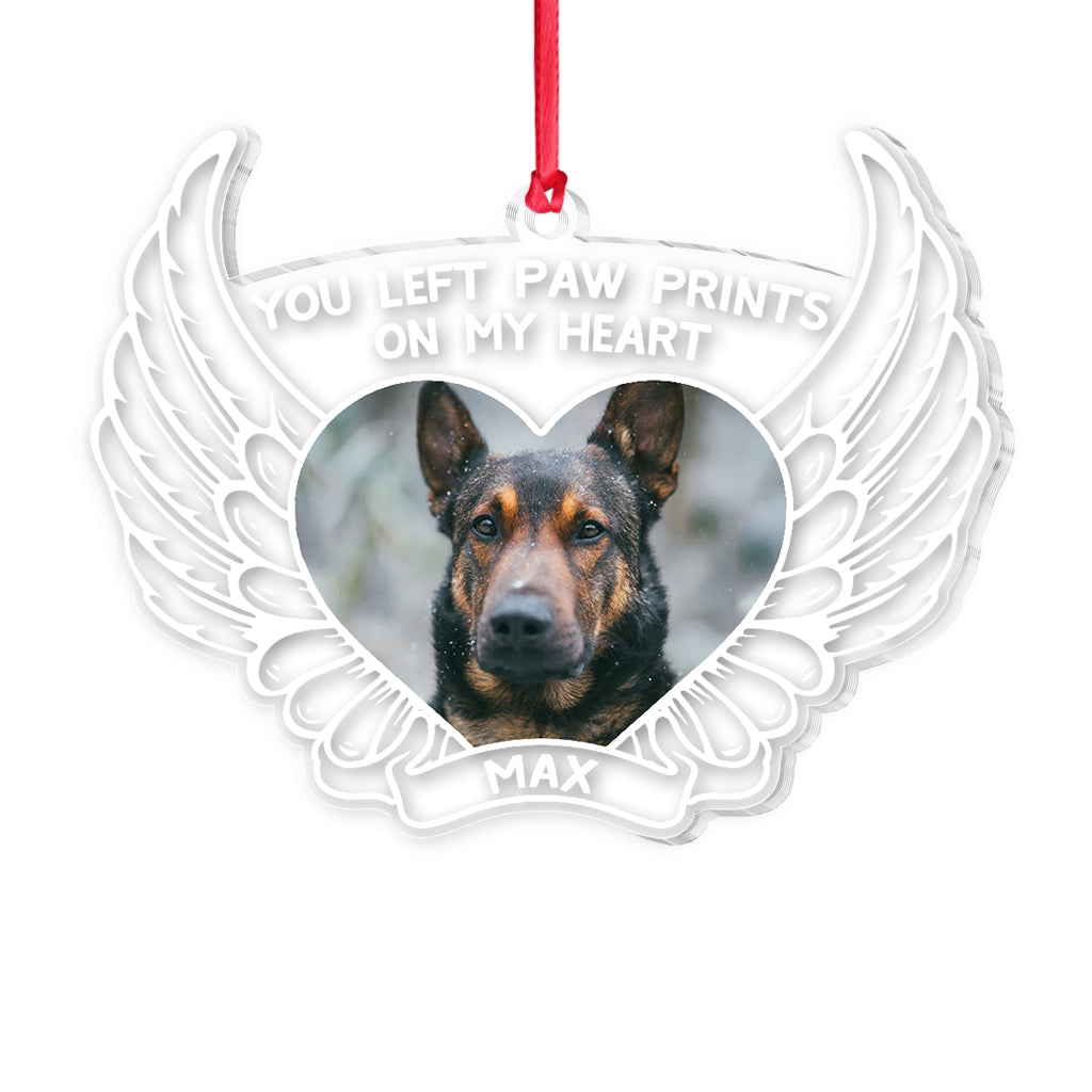 Du hast Pfotenabdrücke in meinem Herzen hinterlassen – Personalisierter transparenter Weihnachtsschmuck mit Hund