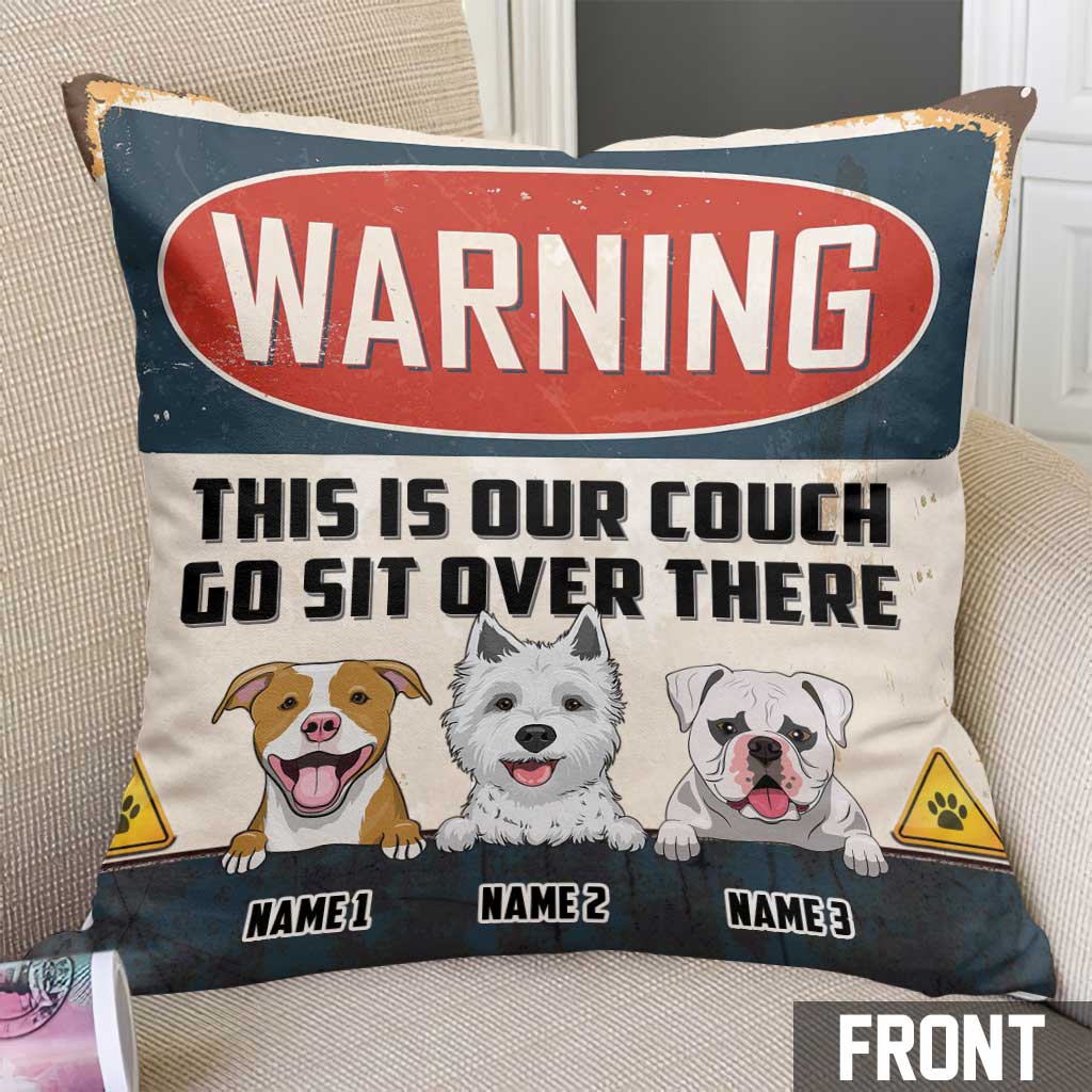 Achtung! Dies ist unsere Couch – personalisiertes Hunde-Dekokissen