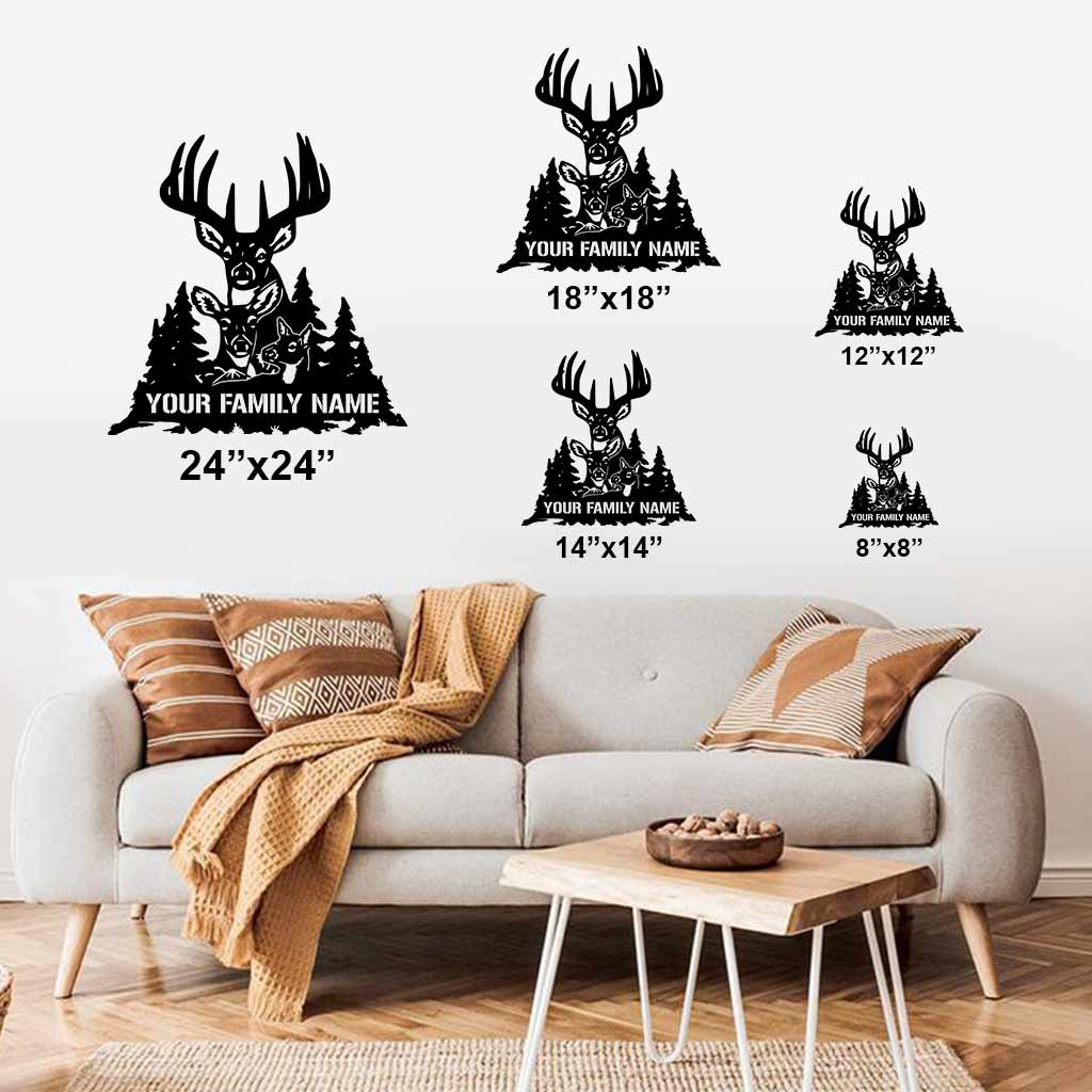 Jagdfamilie - Personalisiertes Schild aus geschnittenem Metall