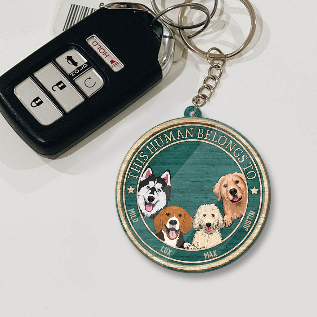 Dieser Mensch gehört zu – Personalisierter Hunde-Schlüsselanhänger (beidseitig bedruckt)