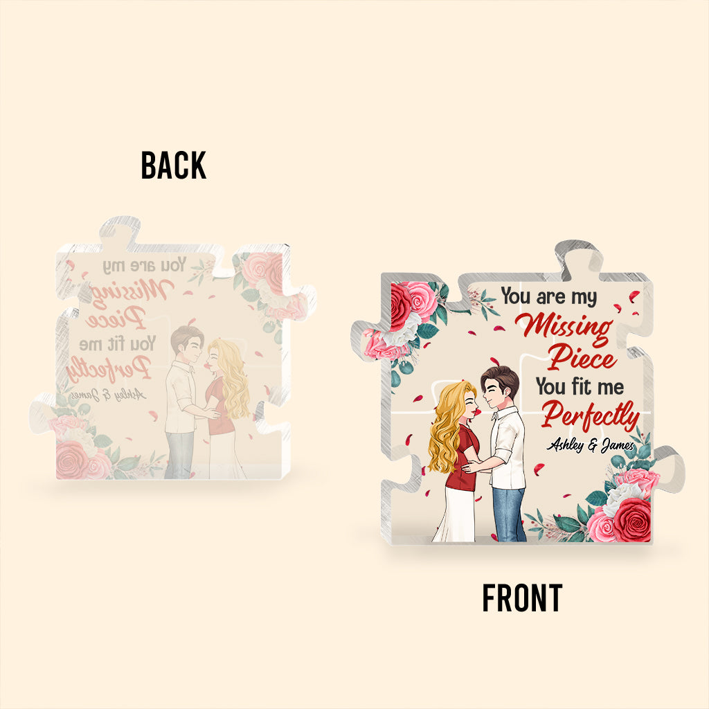 Du bist mein fehlendes Puzzleteil – personalisierte Acrylplakette in individueller Form für Paare