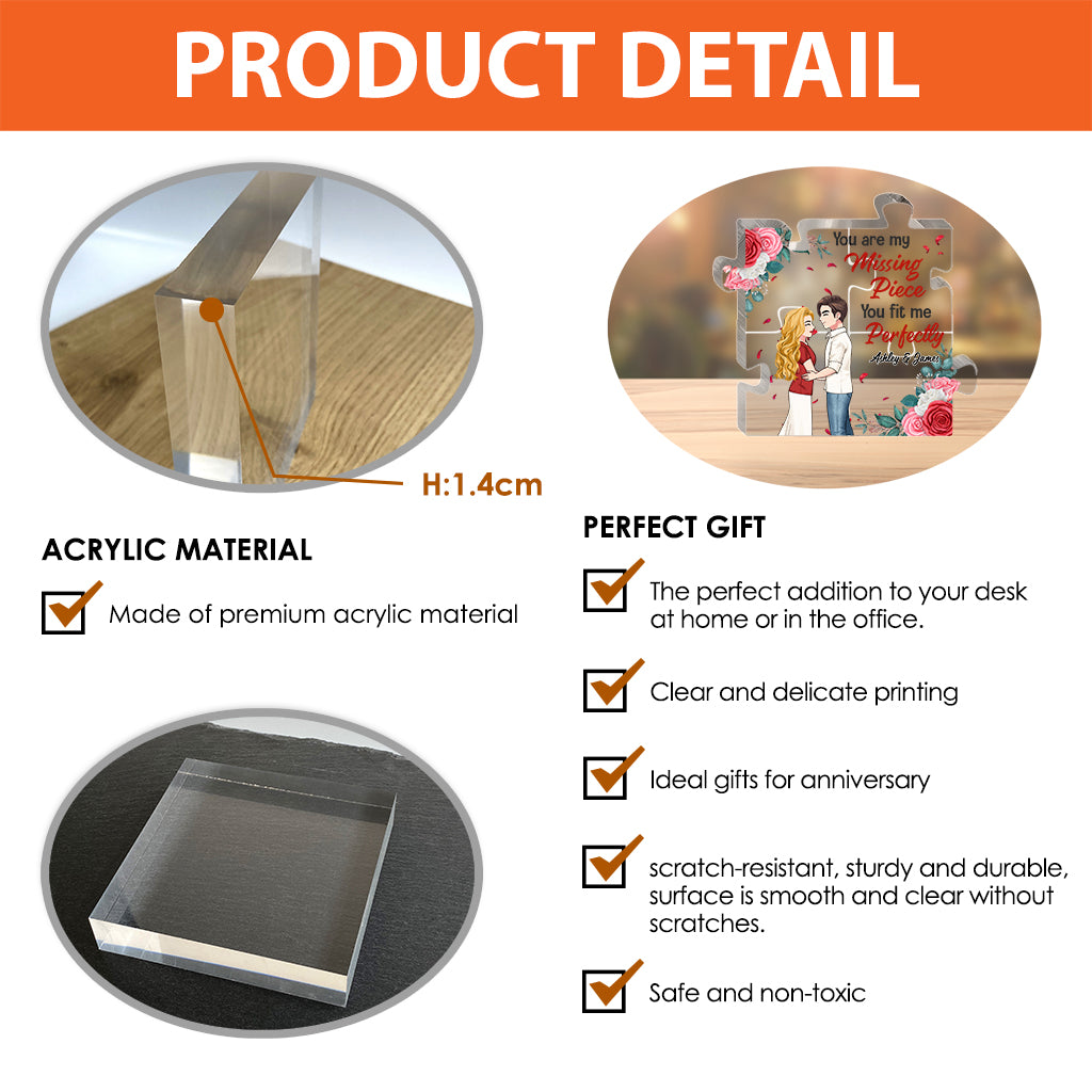 Du bist mein fehlendes Puzzleteil – personalisierte Acrylplakette in individueller Form für Paare