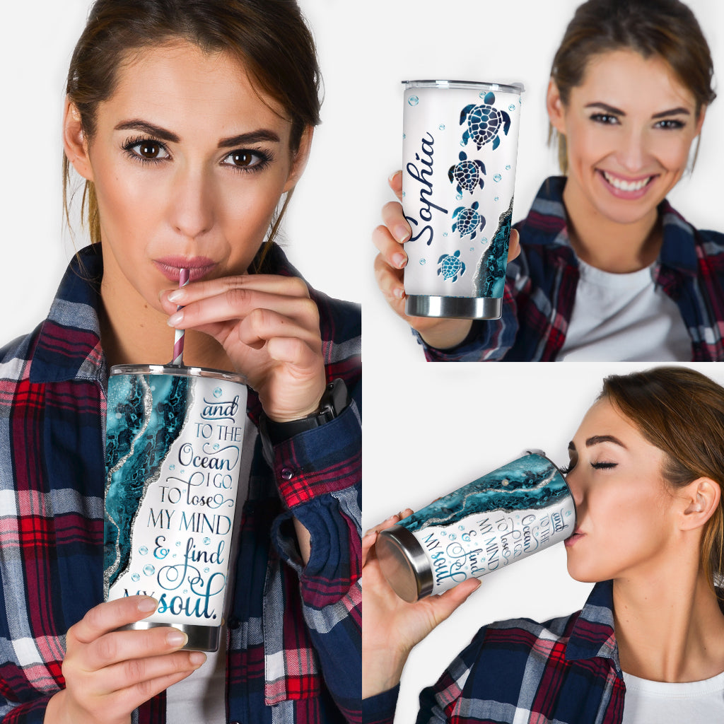 Zum Ozean - Personalisierter Schildkröten-Trinkbecher