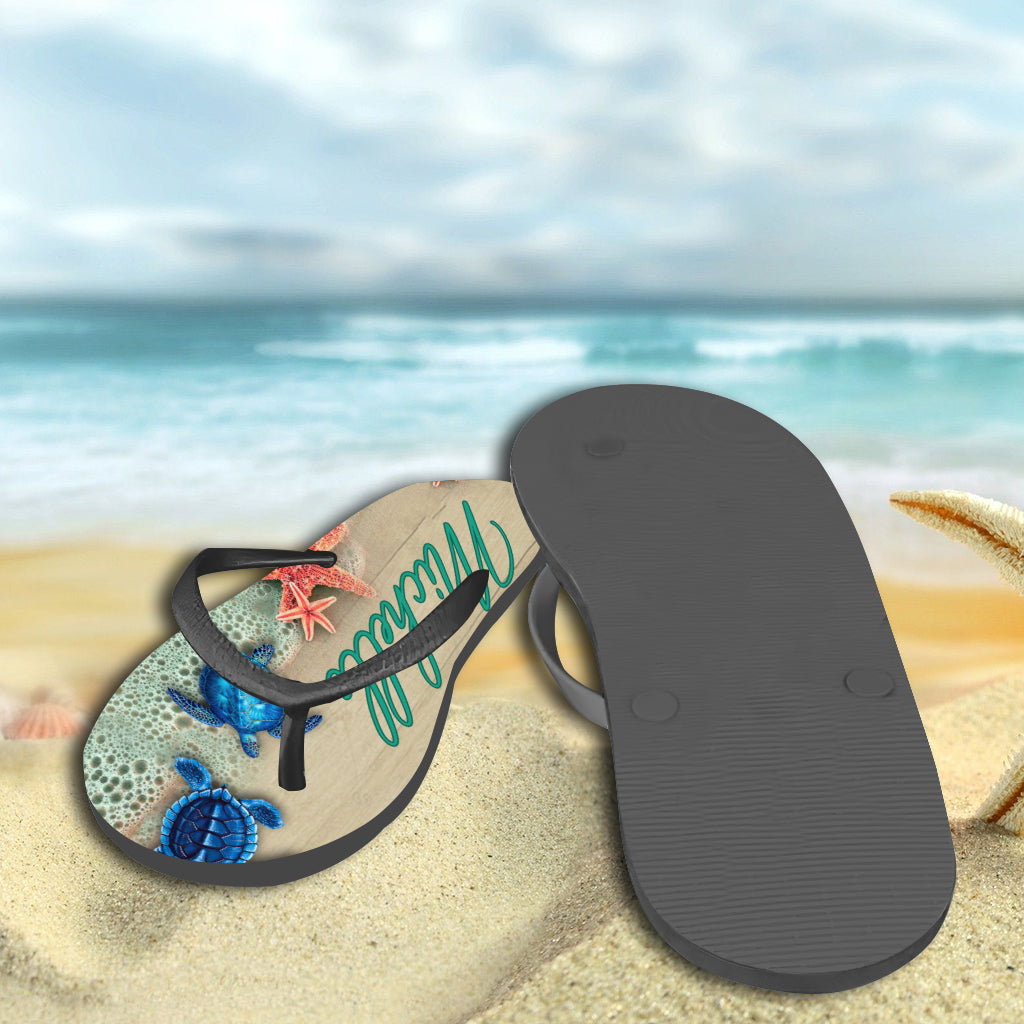 Zum Meer – personalisierte Schildkröten-Flip-Flops