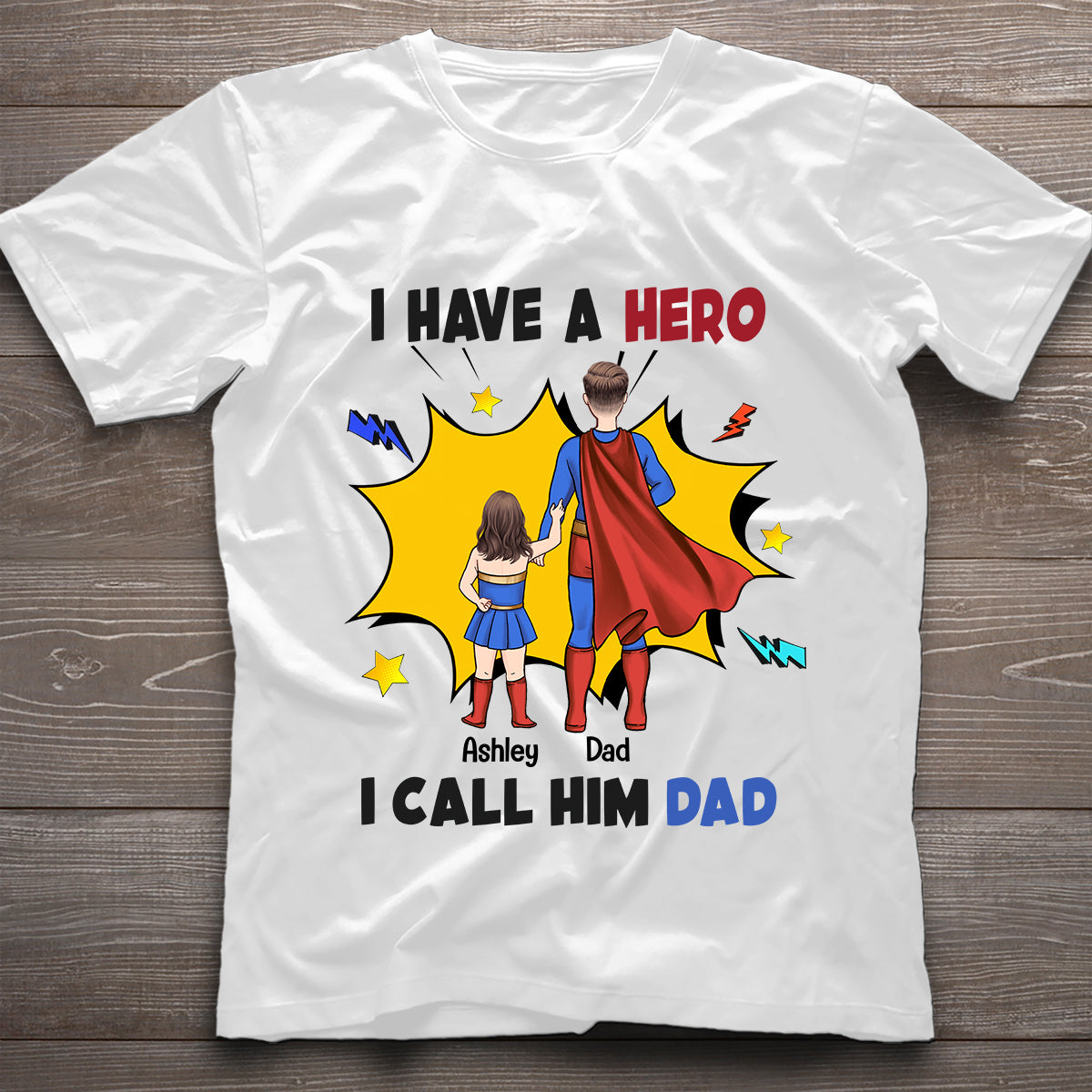Ich habe einen Helden, ich nenne ihn Papa – personalisiertes Vater-T-Shirt und Hoodie