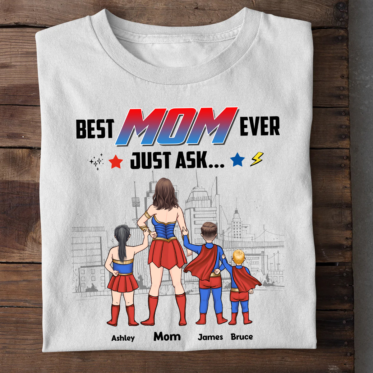 Supermama – Personalisiertes Mutter-T-Shirt und Hoodie