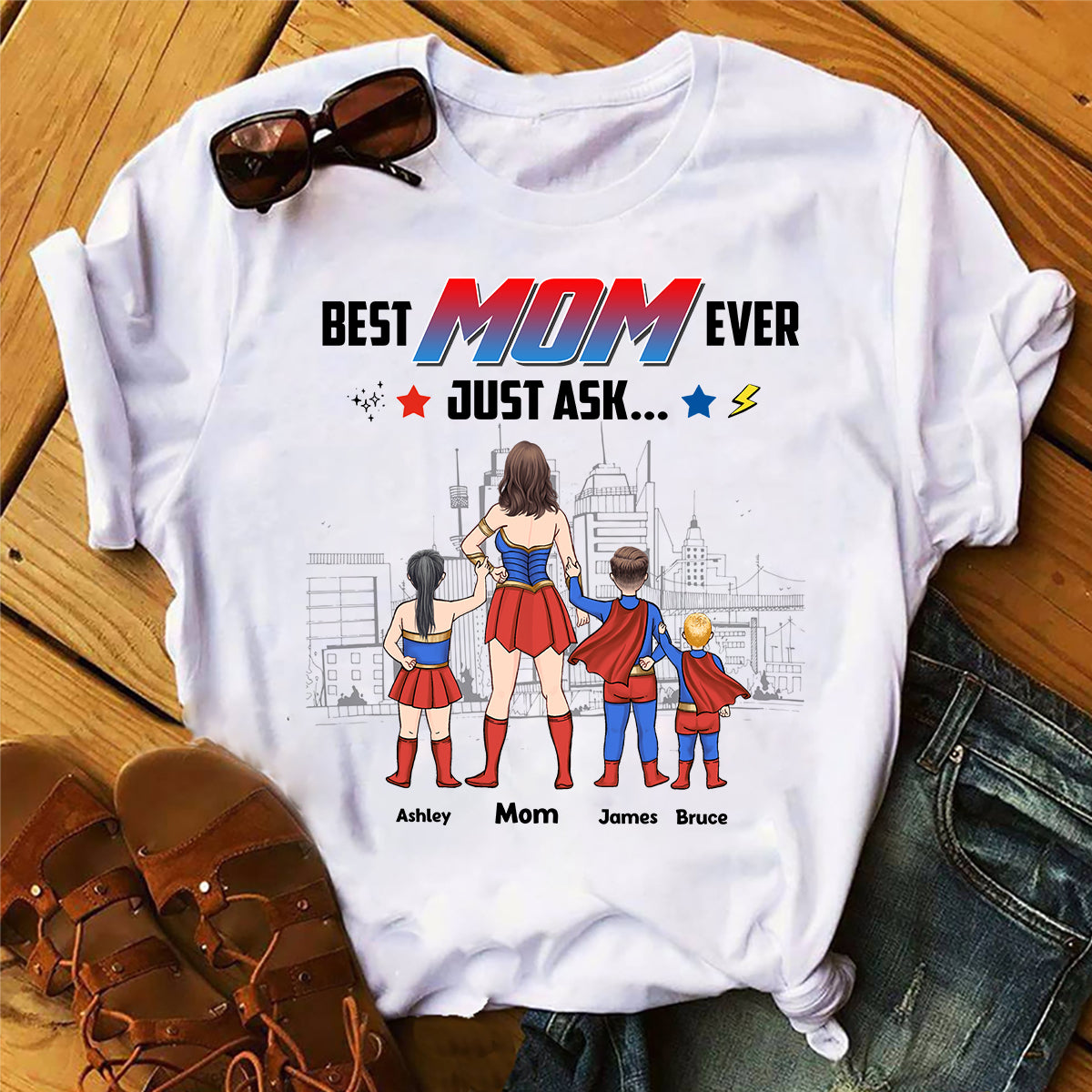 Supermama – Personalisiertes Mutter-T-Shirt und Hoodie