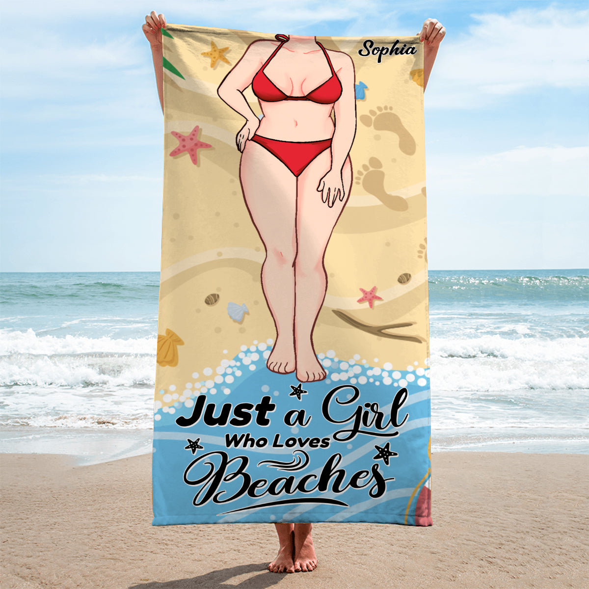 Salty Lil' Beach – Geschenk für Meeresliebhaberinnen: Personalisiertes Strandtuch für Freundin, Schwester, Ehefrau, Mutter