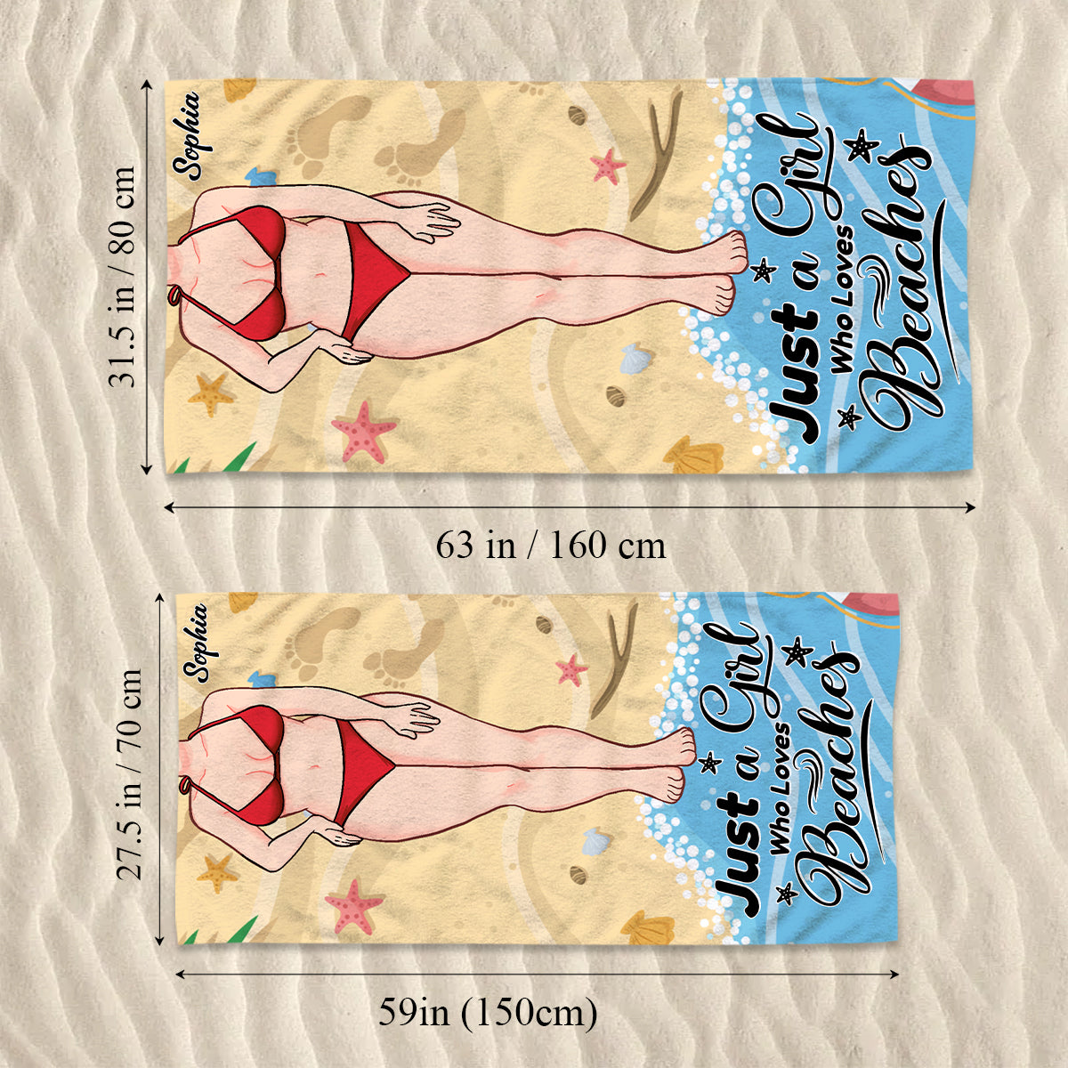 Salty Lil' Beach – Geschenk für Meeresliebhaberinnen: Personalisiertes Strandtuch für Freundin, Schwester, Ehefrau, Mutter