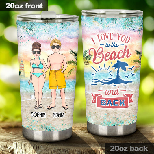 To The Beach And Back - Personalized Couple Tumbler
