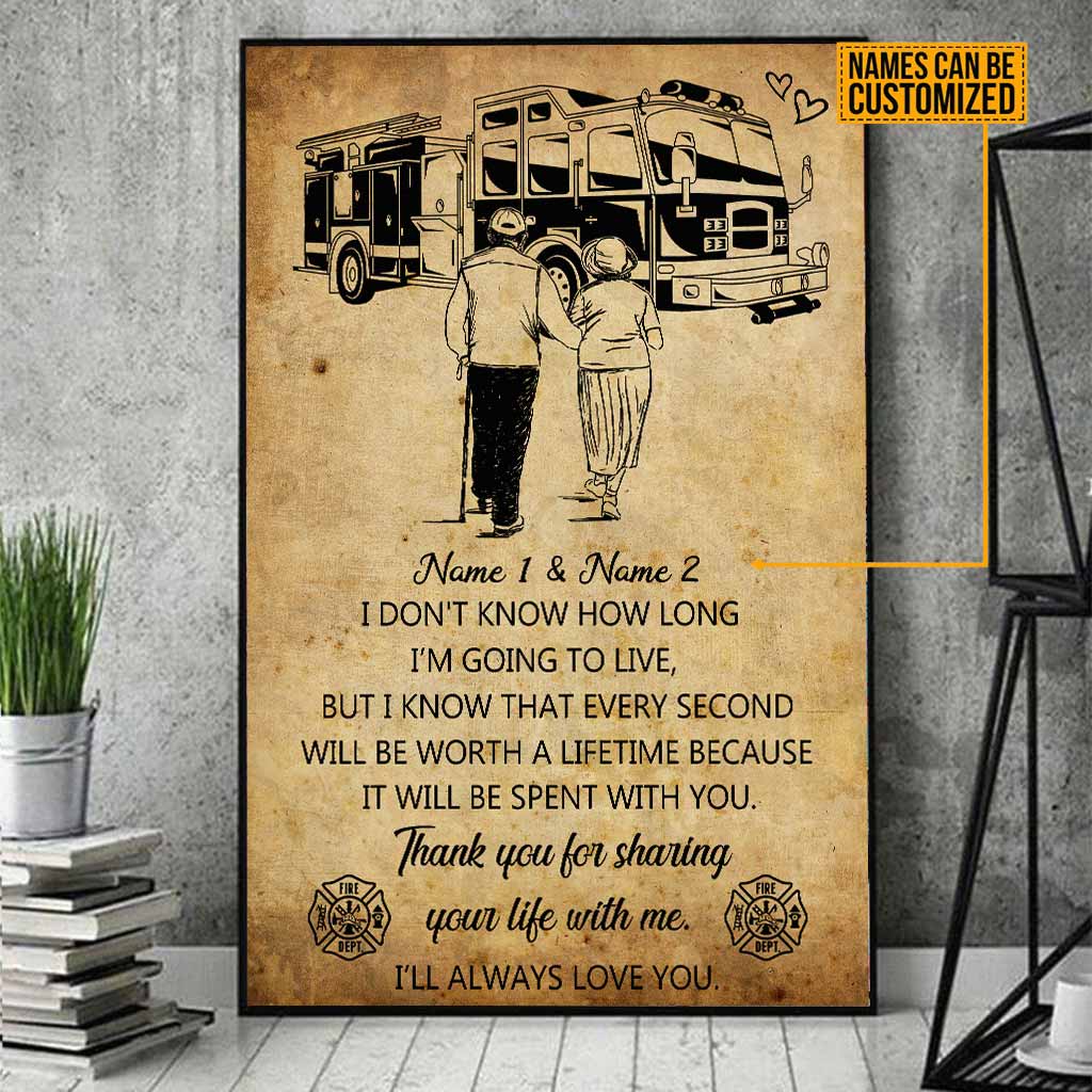 Danke, dass Sie Ihr Leben mit uns geteilt haben – Personalisiertes Poster für Feuerwehrleute