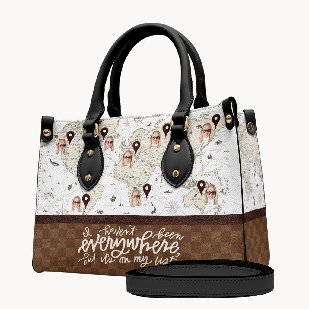 Es steht auf meiner Liste – Personalisierte Reise-Lederhandtasche & Gepäckhülle