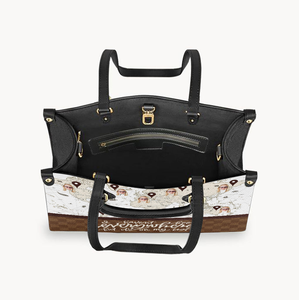 Es steht auf meiner Liste – Personalisierte Reise-Lederhandtasche & Gepäckhülle