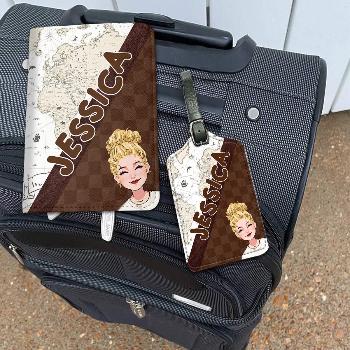 Das Abenteuer ruft – Personalisierter Reisegepäckanhänger und Passhalter aus Leder