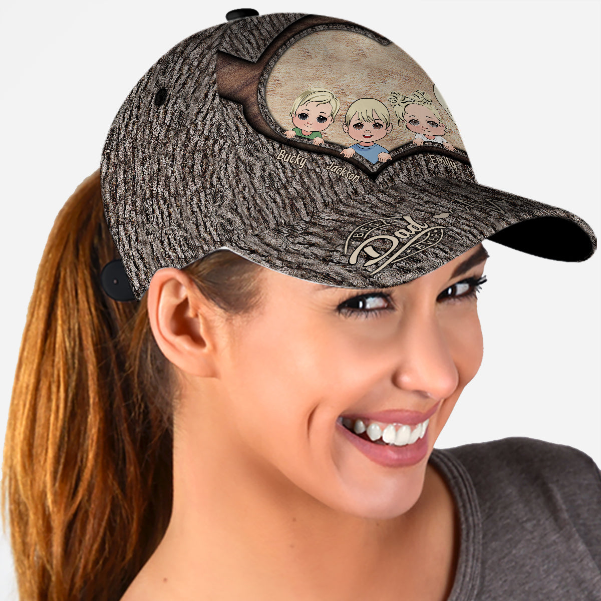 Immer wenn du dieses Herz berührst – Geschenk für Papa, Oma, Opa, Mama, Onkel, Tante, Bruder, Schwester – Personalisierte klassische Kappe