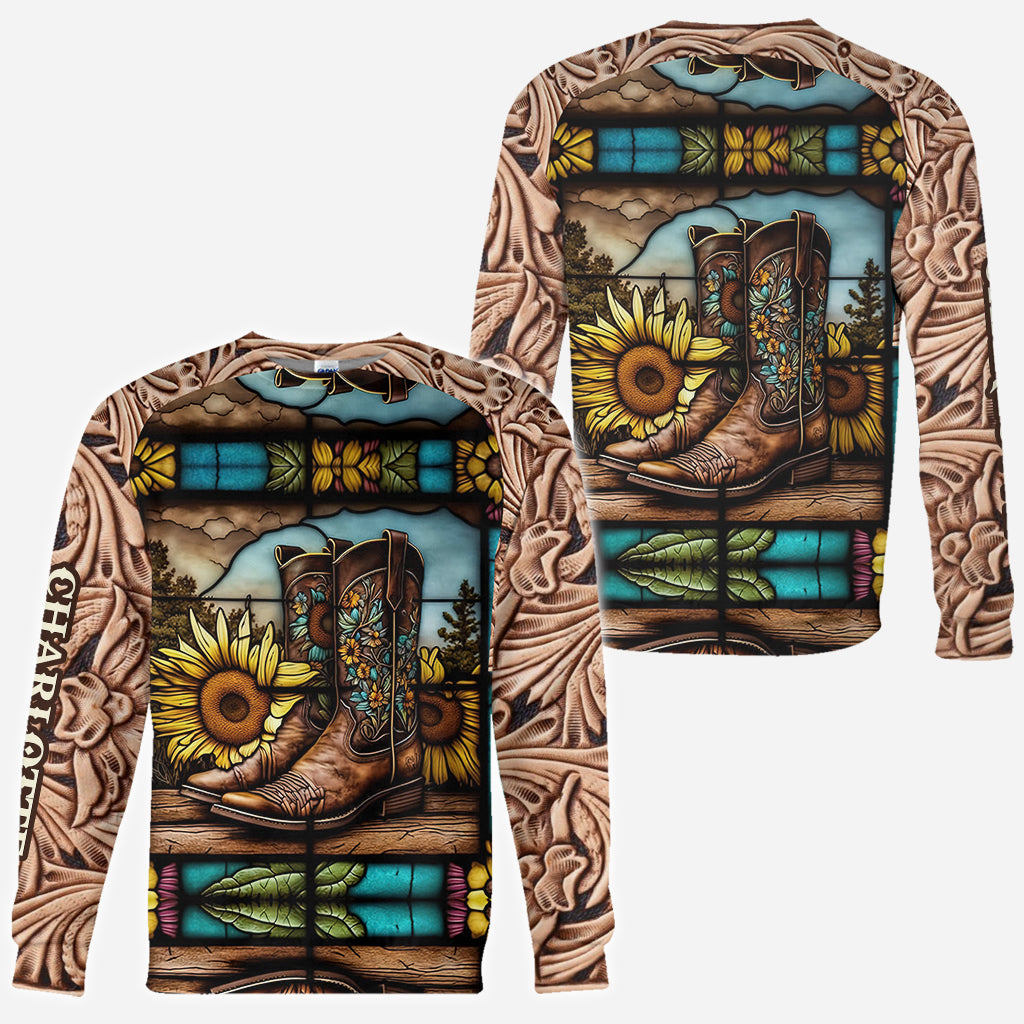 Vintage Country Boots für Pferdeliebhaber – Personalisiertes Shirt mit Pferdemotiv