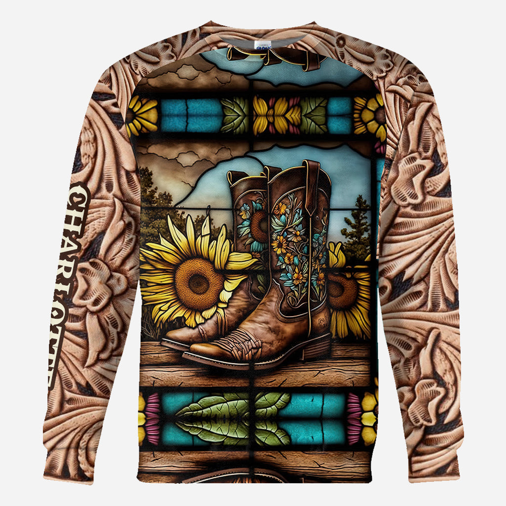Vintage Country Boots für Pferdeliebhaber – Personalisiertes Shirt mit Pferdemotiv